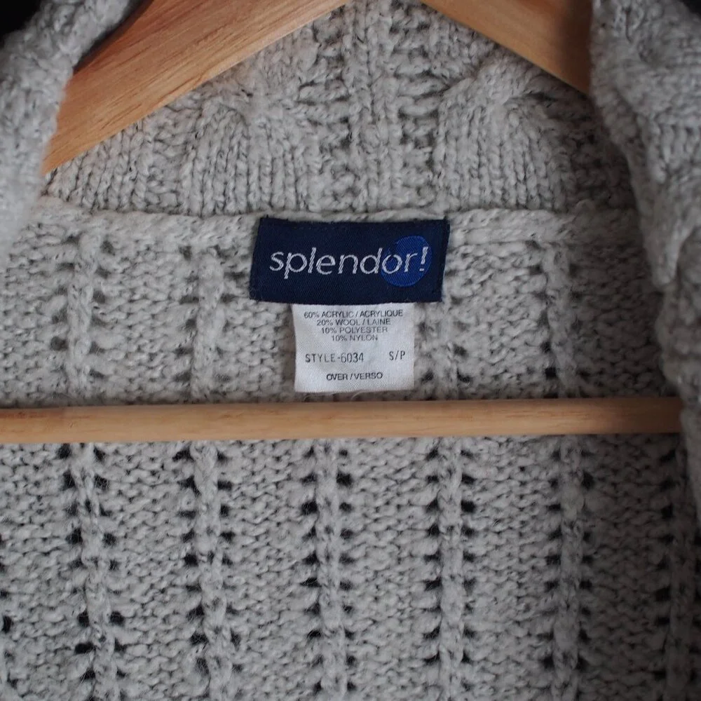 Splendor! | Wool Blend, Cable Knit, Collared Cardigan - Picture 2 of 8